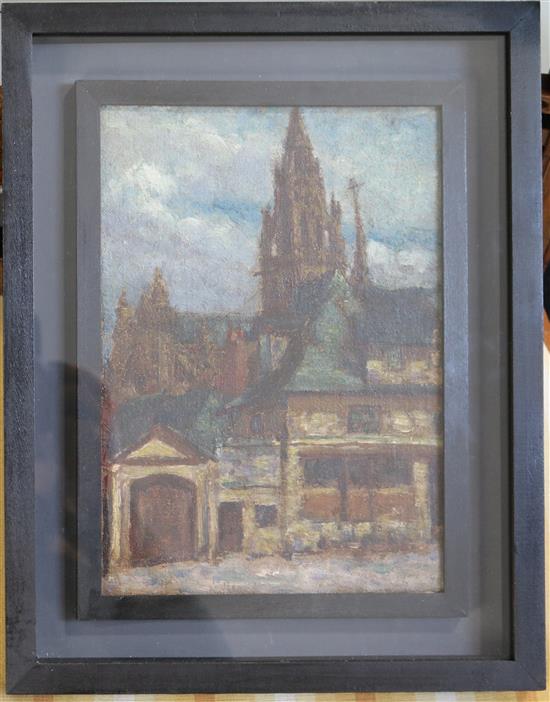 Attributed to Walter Sickert View of a church 9.5 x 6.75in.